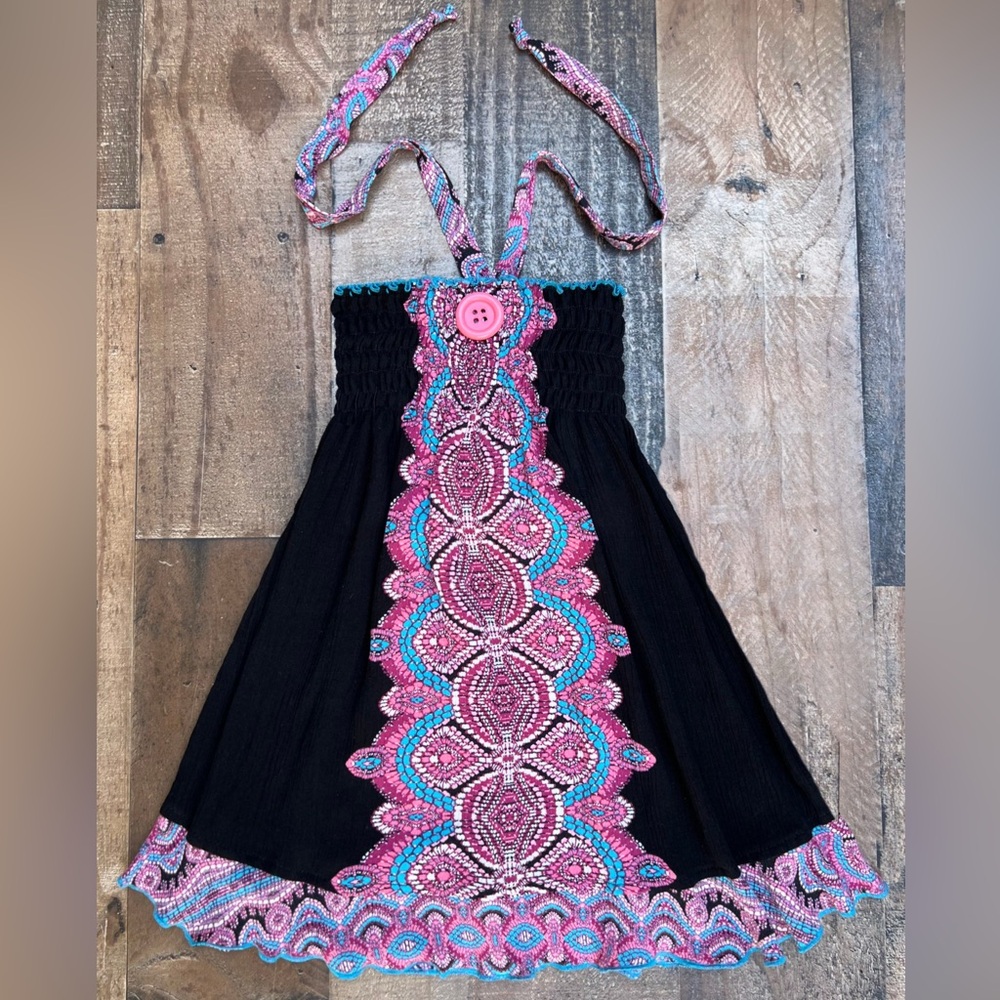 Vibrant Black and Pink Kids Dress